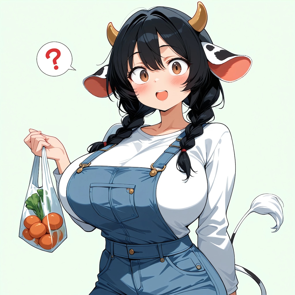 買い物から帰宅　牛娘さん