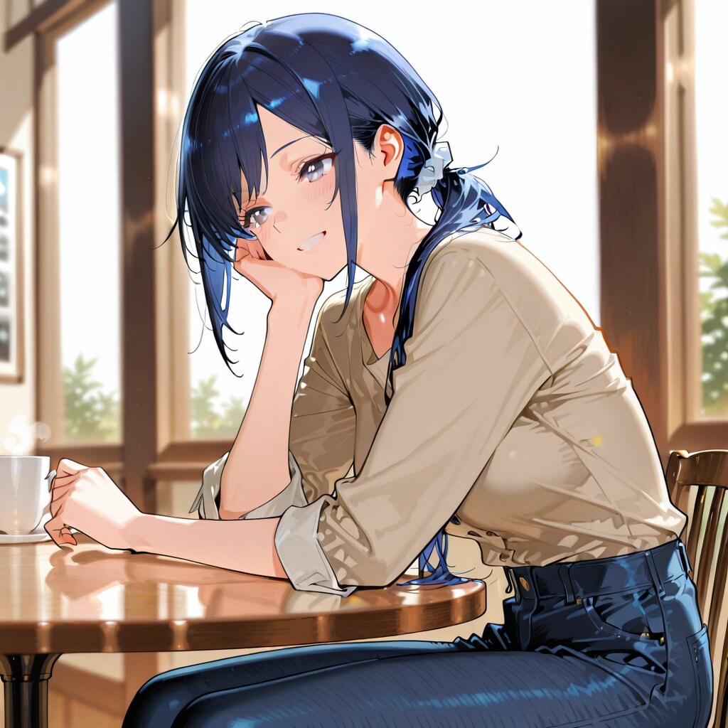 朝のカフェにいる七瀬　266