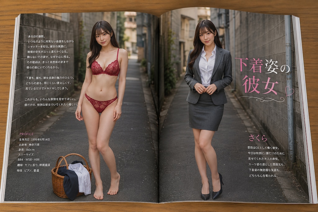 彼女の下着姿を特集した雑誌の画像