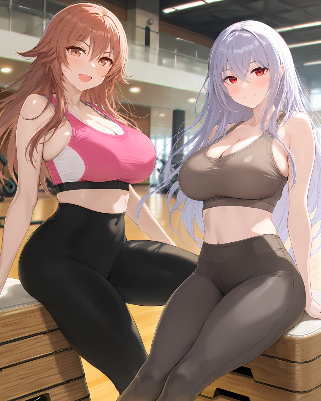 📦箱の日の朝トレ！体育館で笑顔弾けるノノカ＆ミレナの美脚✨