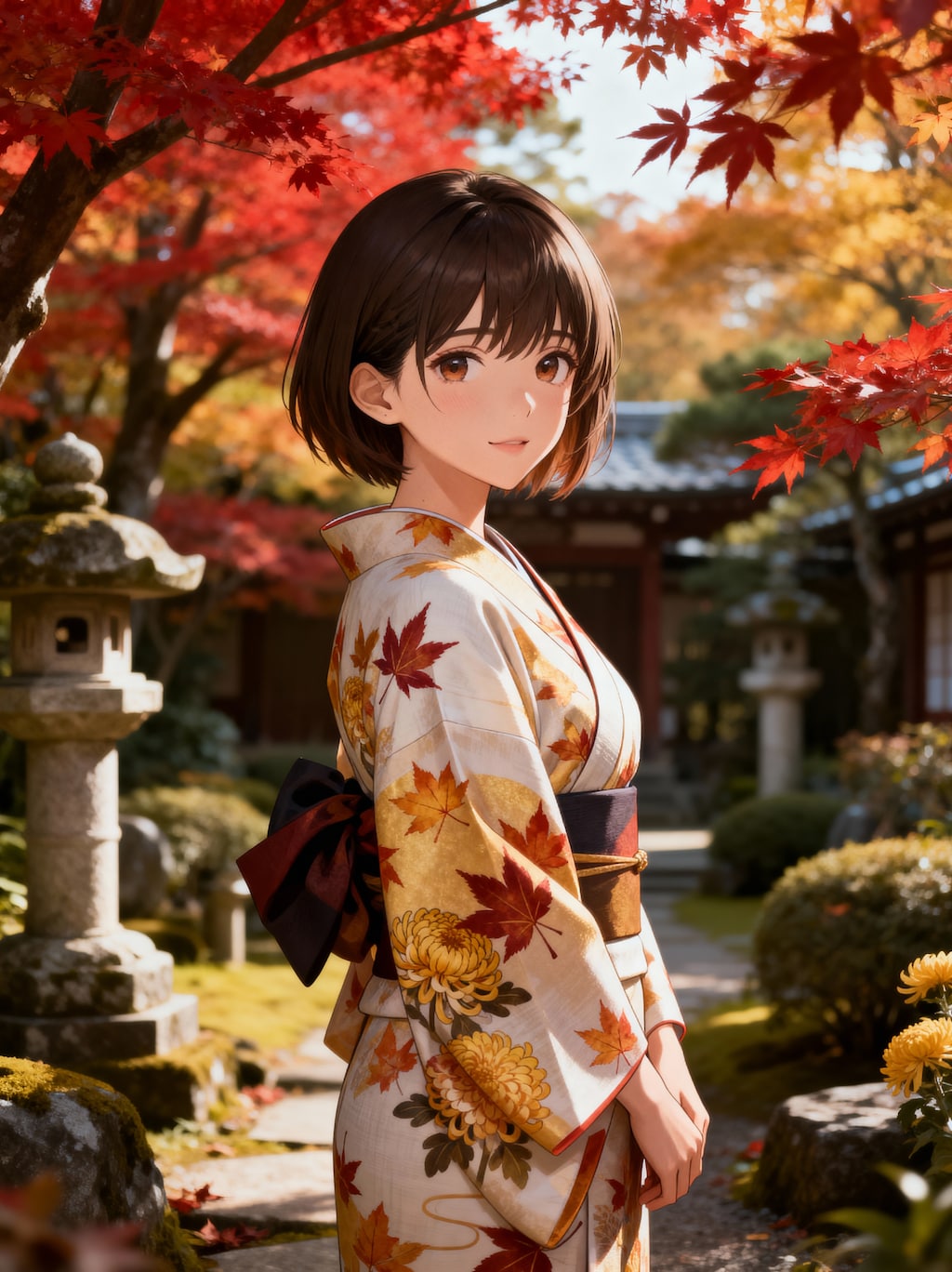 【秋】ショートヘアー・着物