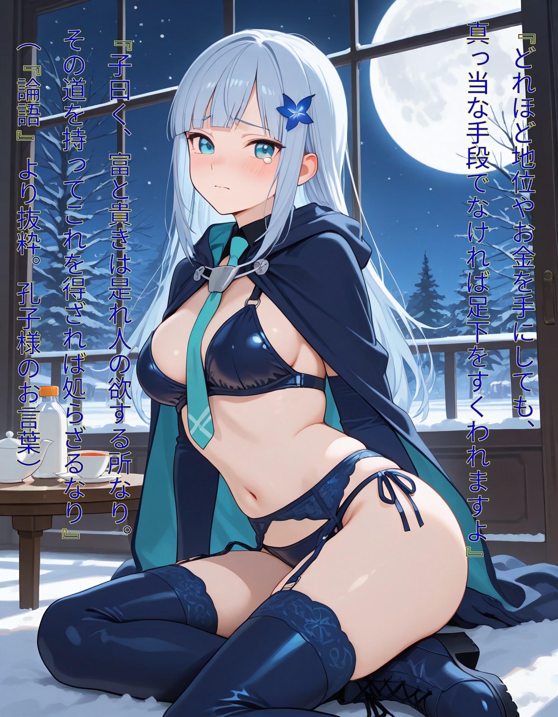 RPG風衣装の紬と『論語』