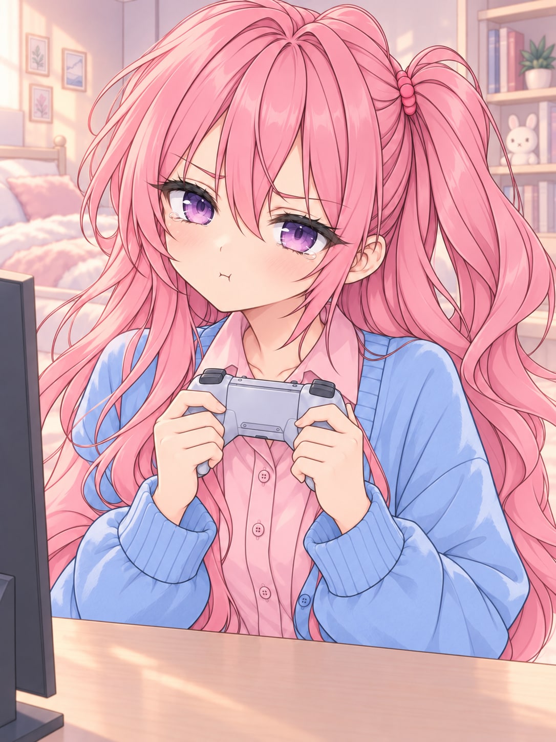 う～…5連敗…今日まじでクソゲーなんだけど(泣　(看板娘・瑠華ちゃん) | の人気AIイラスト・グラビア