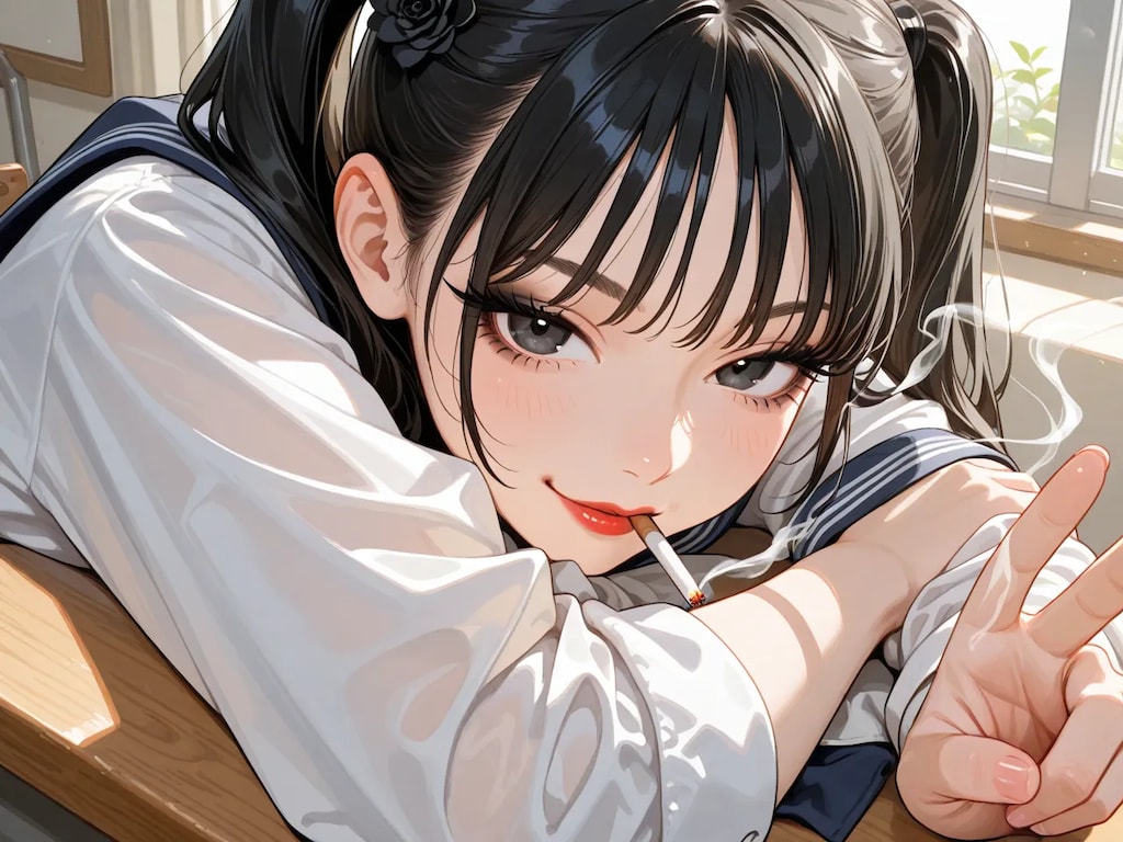教室喫煙な不良お姉さん