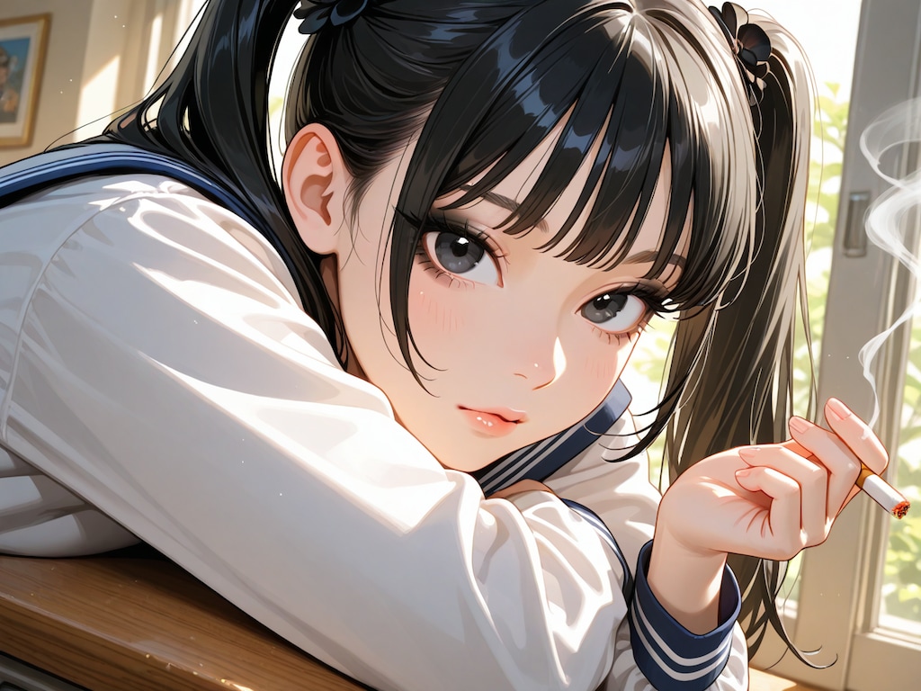 教室喫煙な不良お姉さん