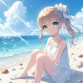 透き通るような海と金髪ポニテガール 6枚目
