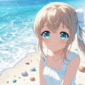 透き通るような海と金髪ポニテガール 3枚目