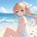 透き通るような海と金髪ポニテガール 5枚目