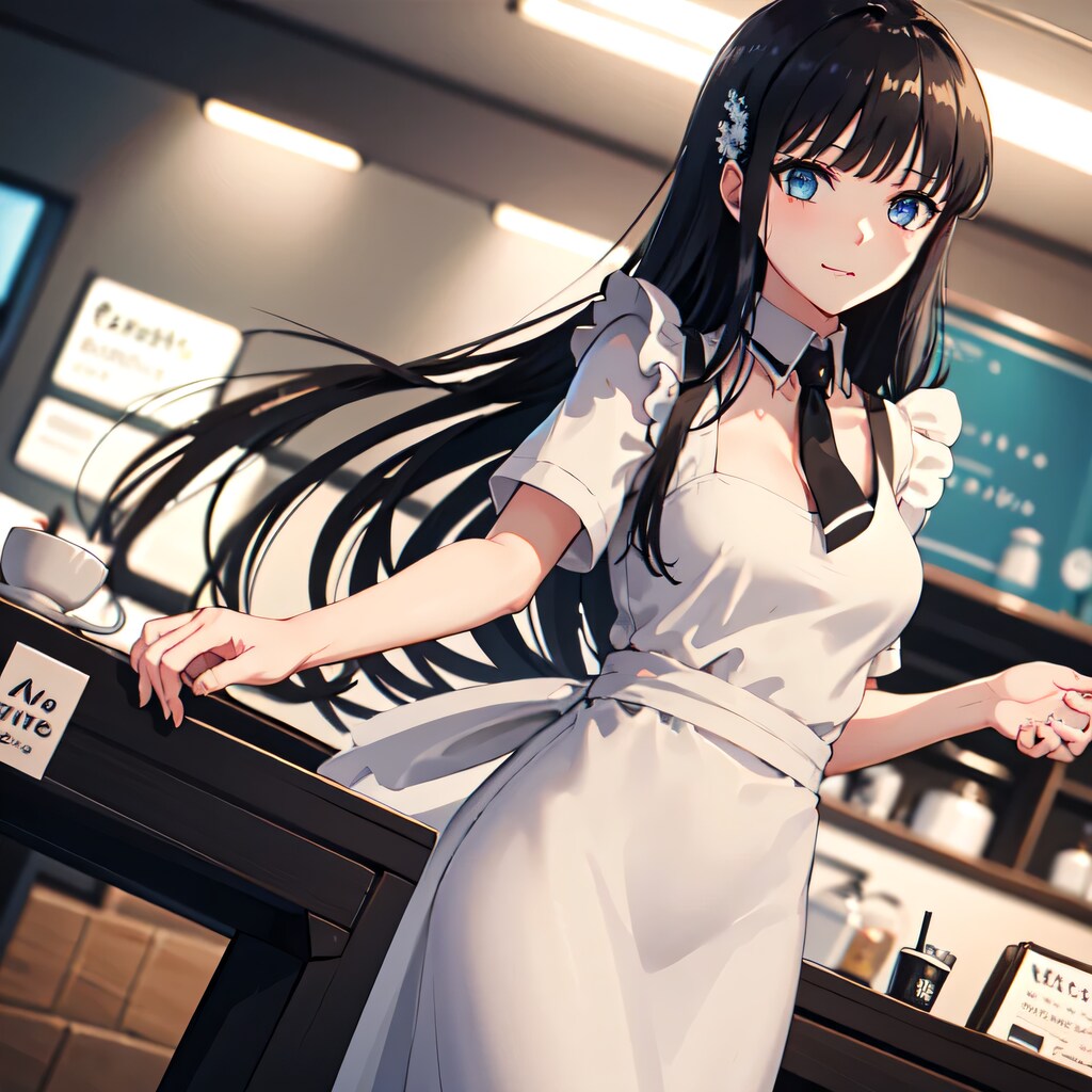 黒髪ロングでカフェの少女１９