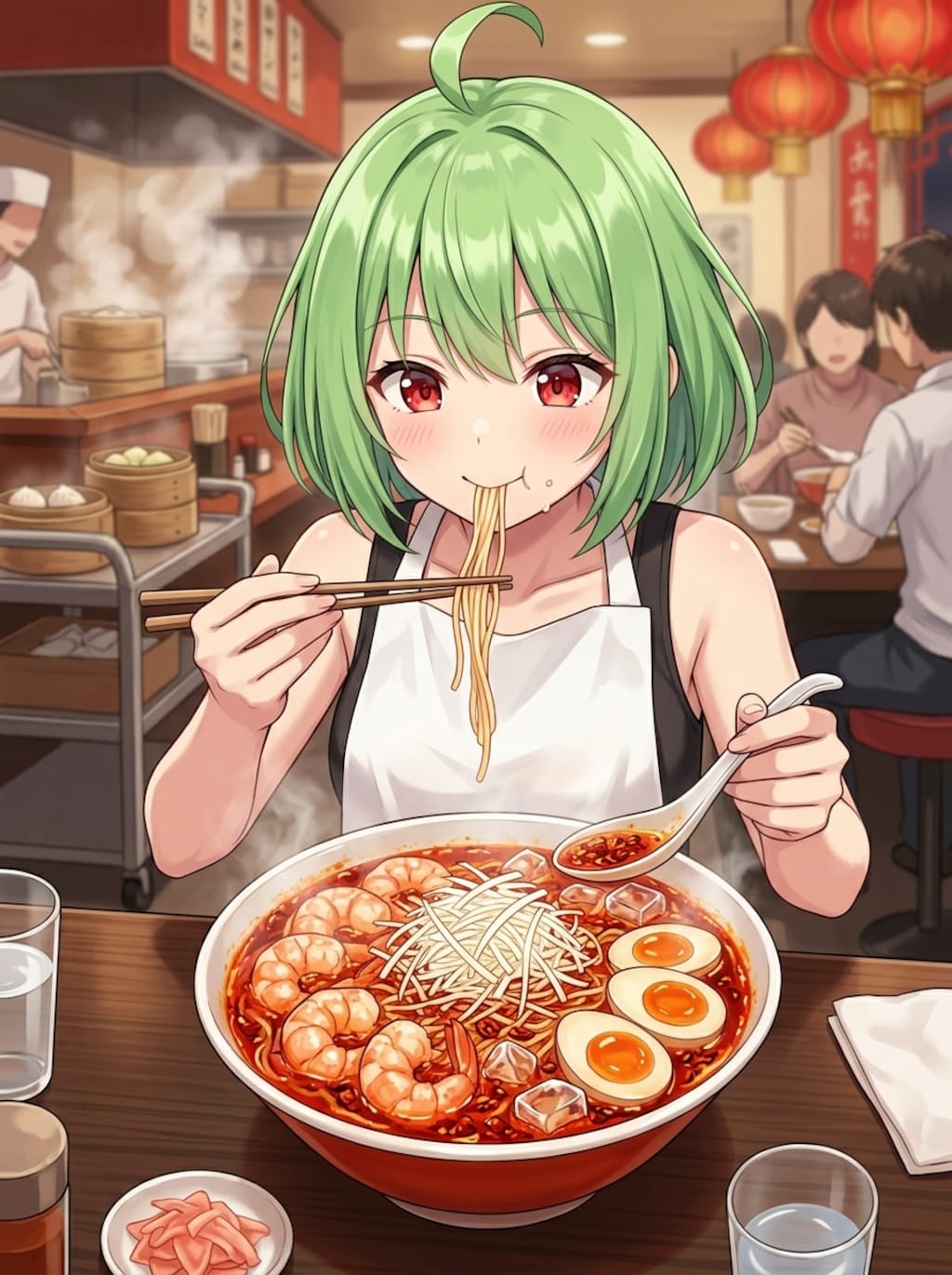 激辛ラーメンを食べるひなみちゃん！