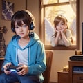 ゲームに興味津々な天使 4枚目