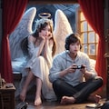 ゲームに興味津々な天使 8枚目