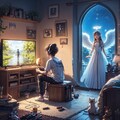 ゲームに興味津々な天使 6枚目