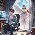 ゲームに興味津々な天使 5枚目