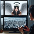 ゲームに興味津々な天使 12枚目