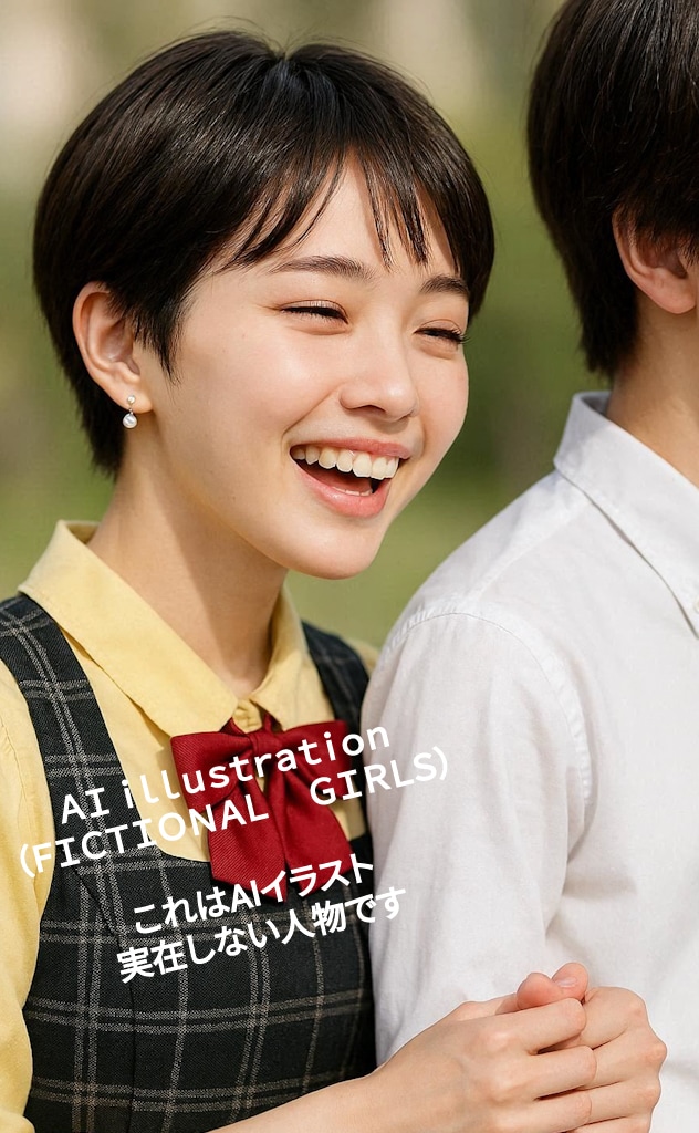 5歳下の弟とデート（？）ショートカット美少女 | の人気AIイラスト・グラビア