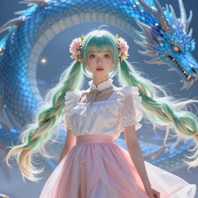ドラゴンと少女 | の人気AIイラスト・グラビア
