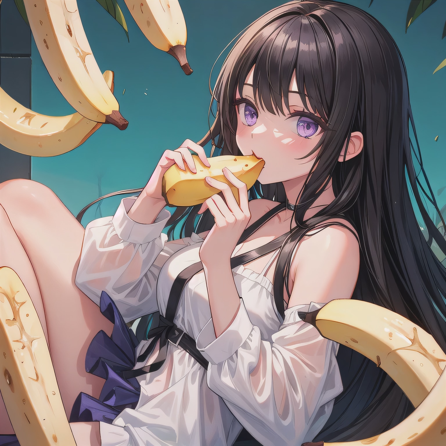 黒髪ロングでバナナの少女１５ | の人気AIイラスト・グラビア