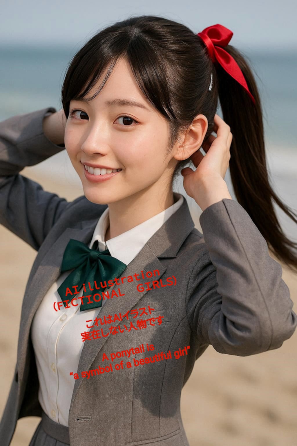 髪を縛るポニーテール美少女