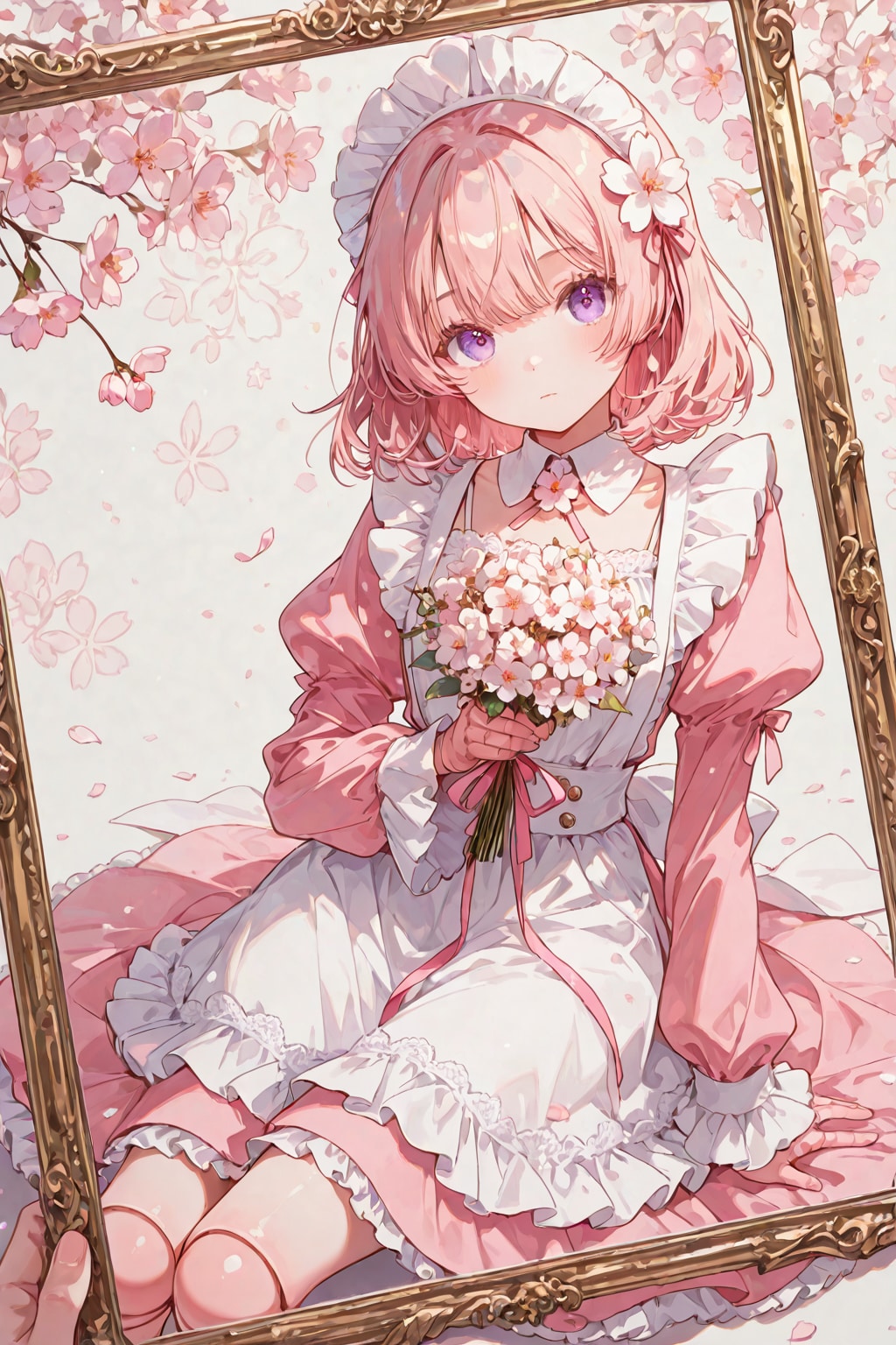 フレームと桜と少女