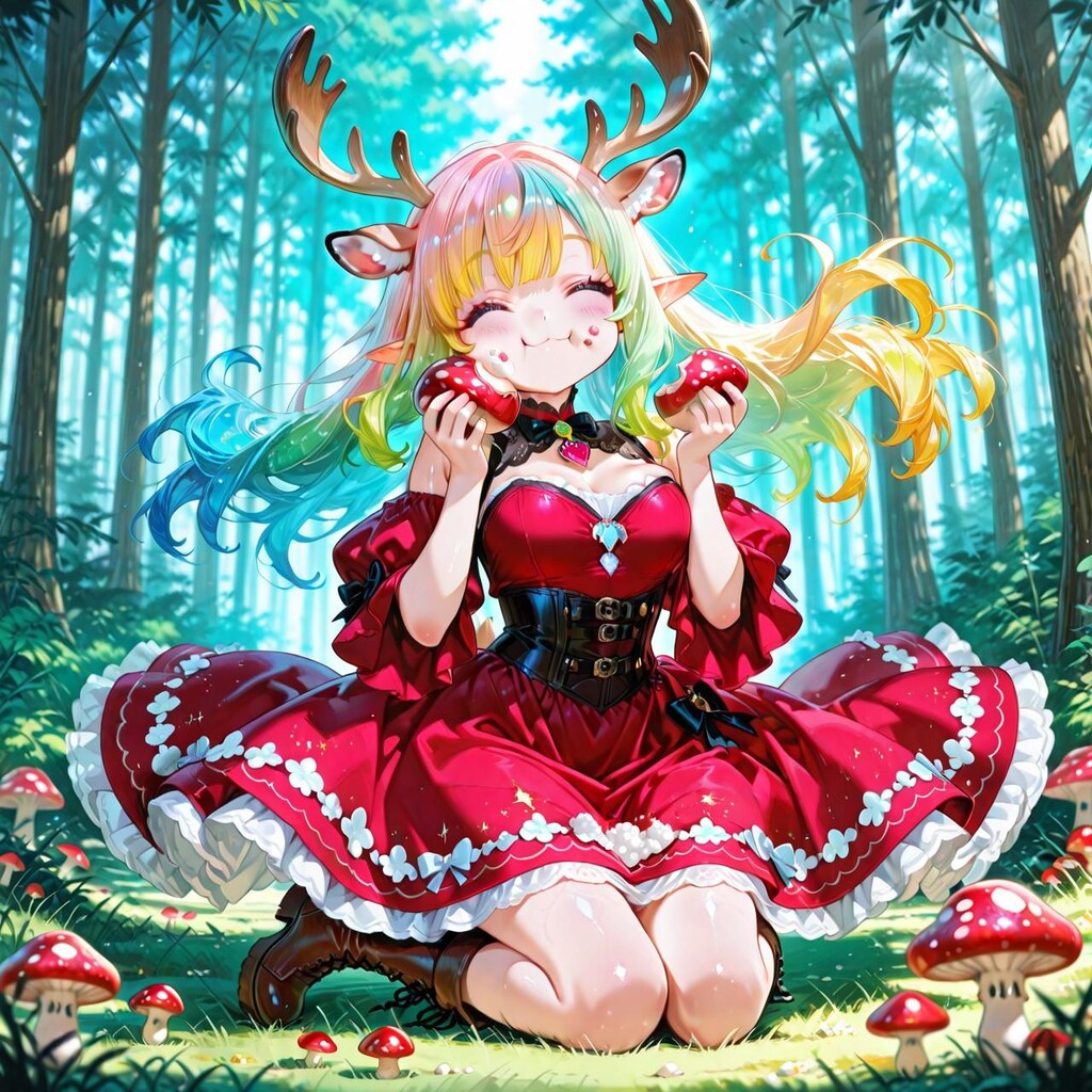 12枚）ベニテングタケを食べる鹿の子ちゃん