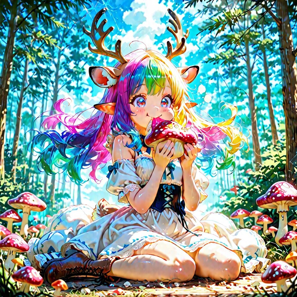 12枚）ベニテングタケを食べる鹿の子ちゃん