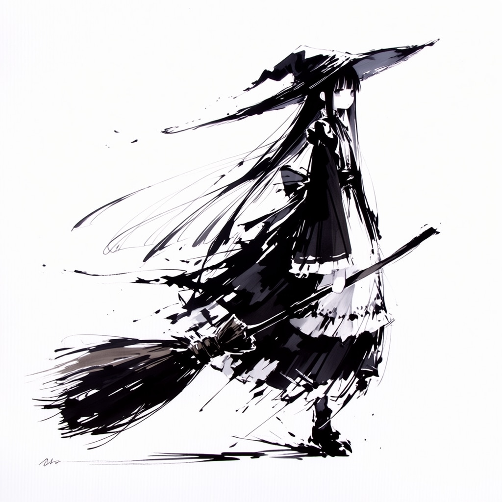 水墨画魔女