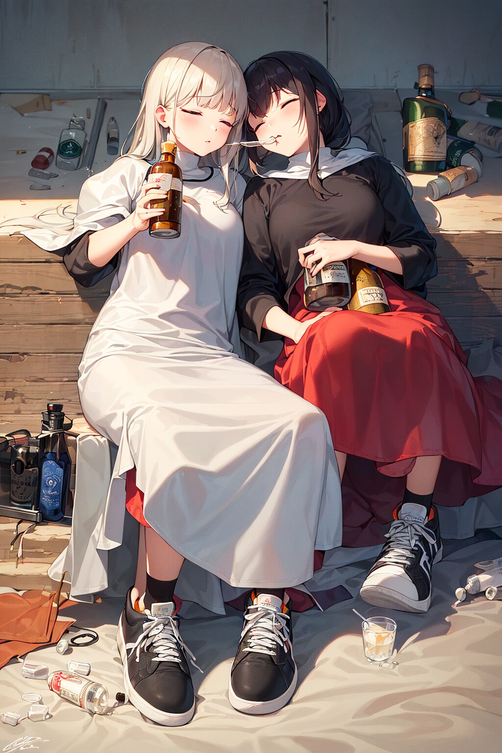 中世のスニーカーを履いた聖女が酒を飲みながら添い寝をしてくれる