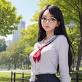 春風になびく黒髪 4枚目