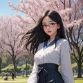 春風になびく黒髪 2枚目