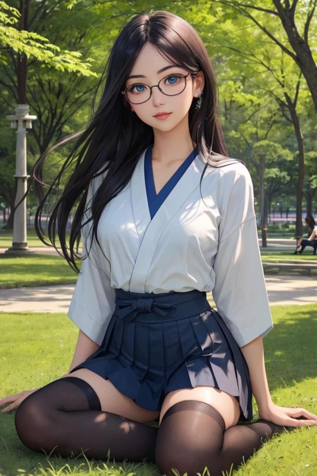 春風になびく黒髪