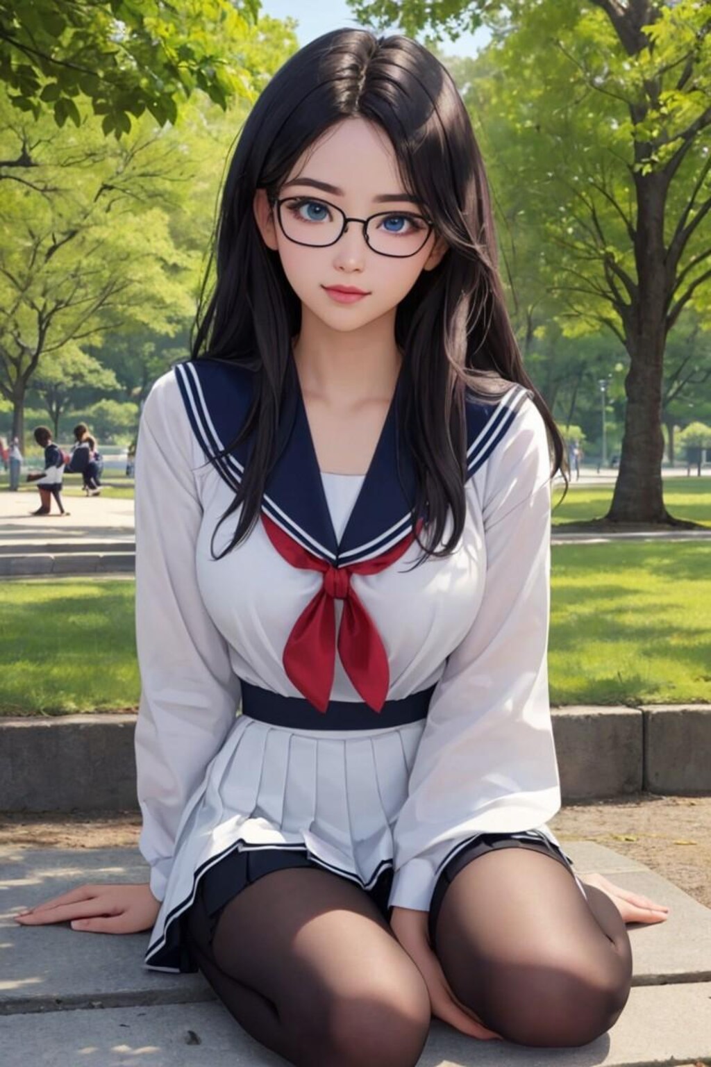 春風になびく黒髪