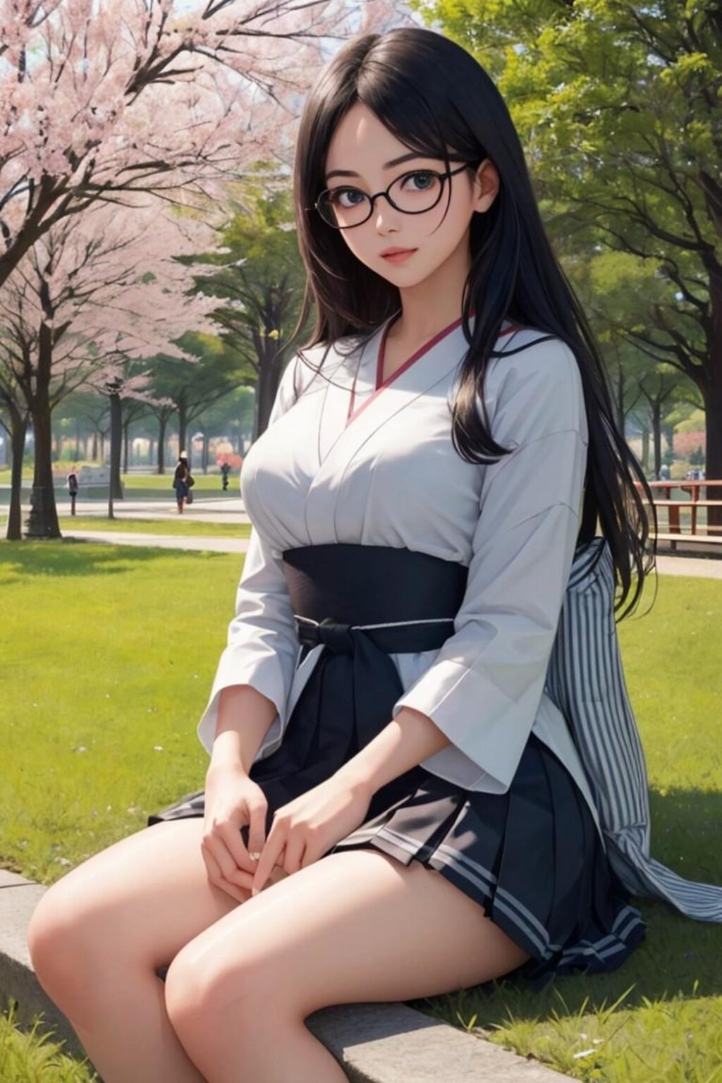 春風になびく黒髪