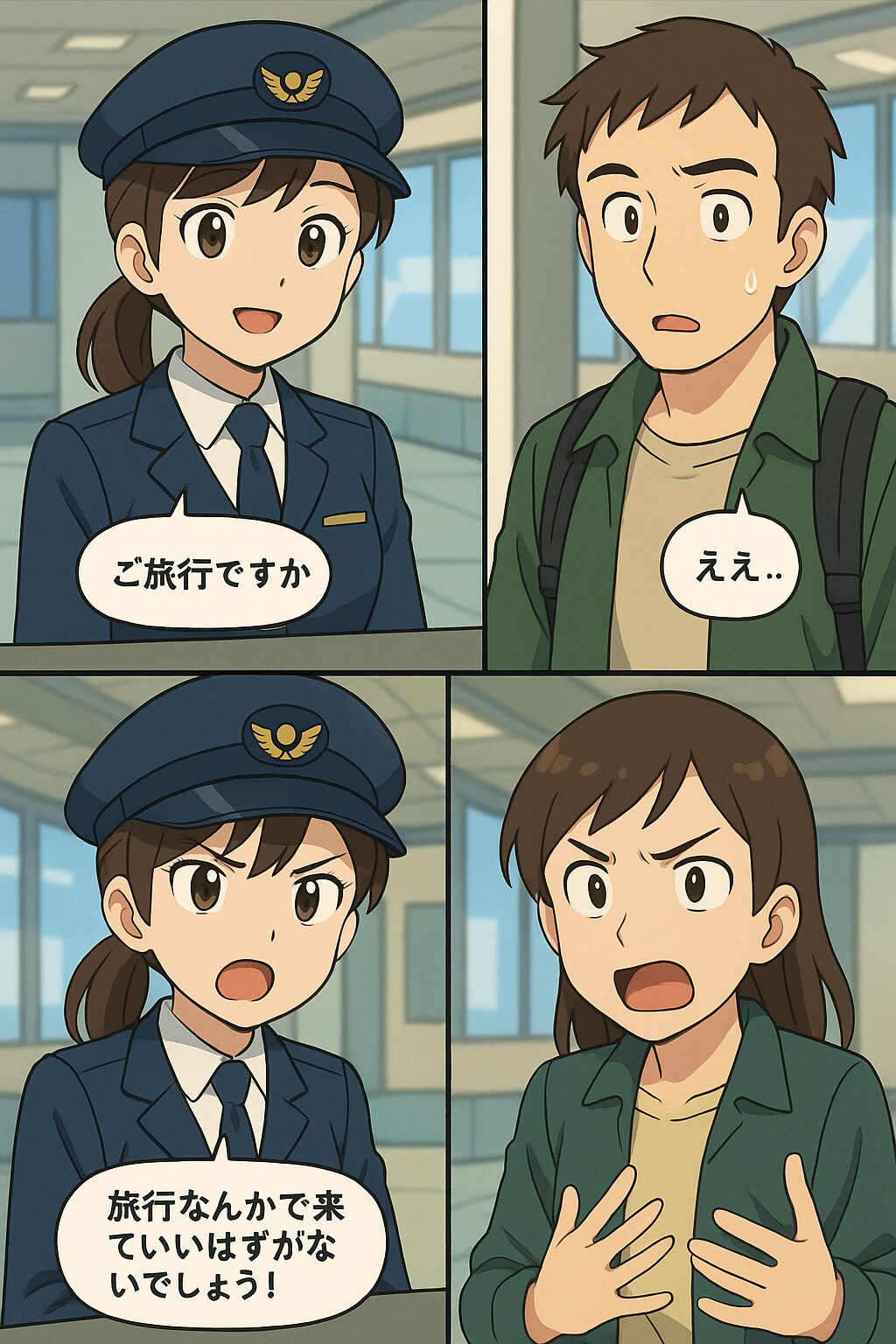 入国審査官と入国者(チャトピちゃん)