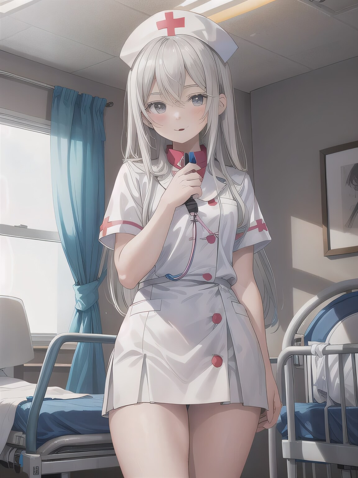 銀髪ロングで白衣の少女３ | の人気AIイラスト・グラビア