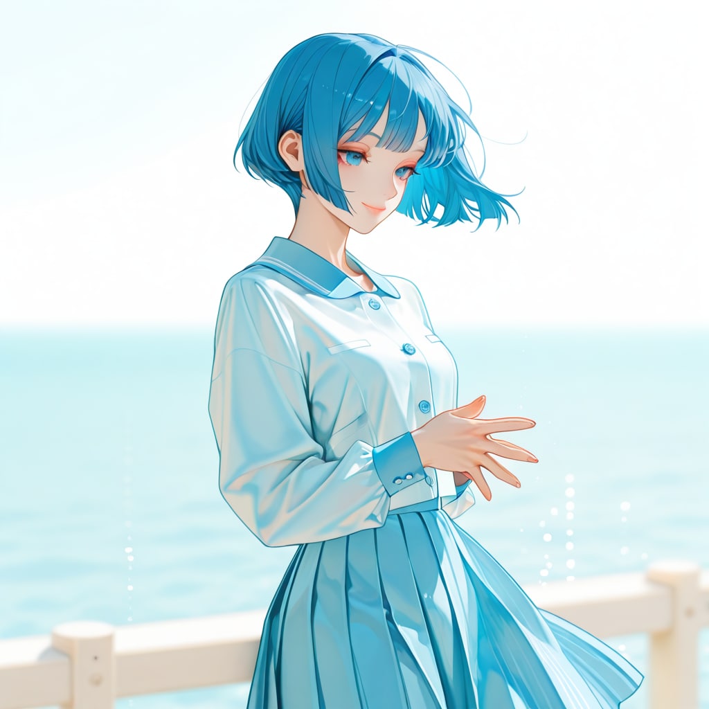 青い瞳に映る、春の水平線