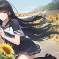 ひまわり畑でアイス 4枚目