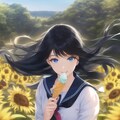 ひまわり畑でアイス 2枚目