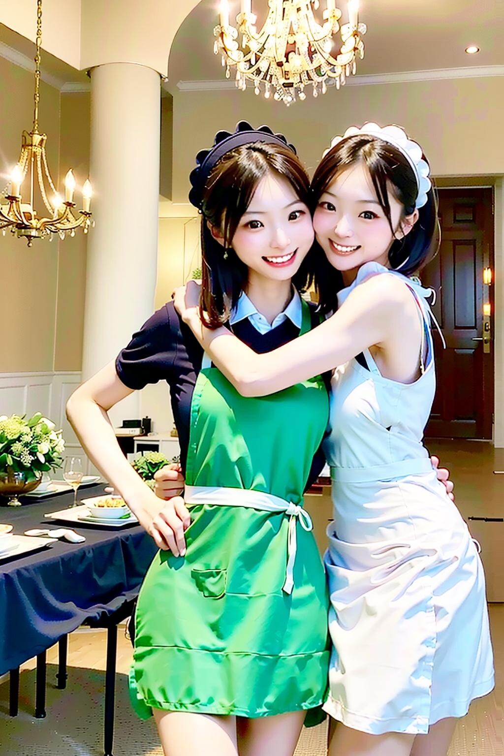 アイドル顔のメイドペア