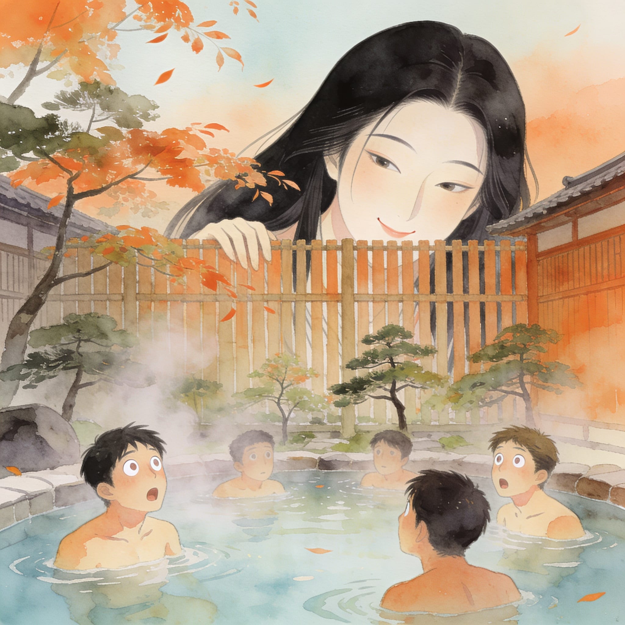 露天風呂にて | の人気AIイラスト・グラビア