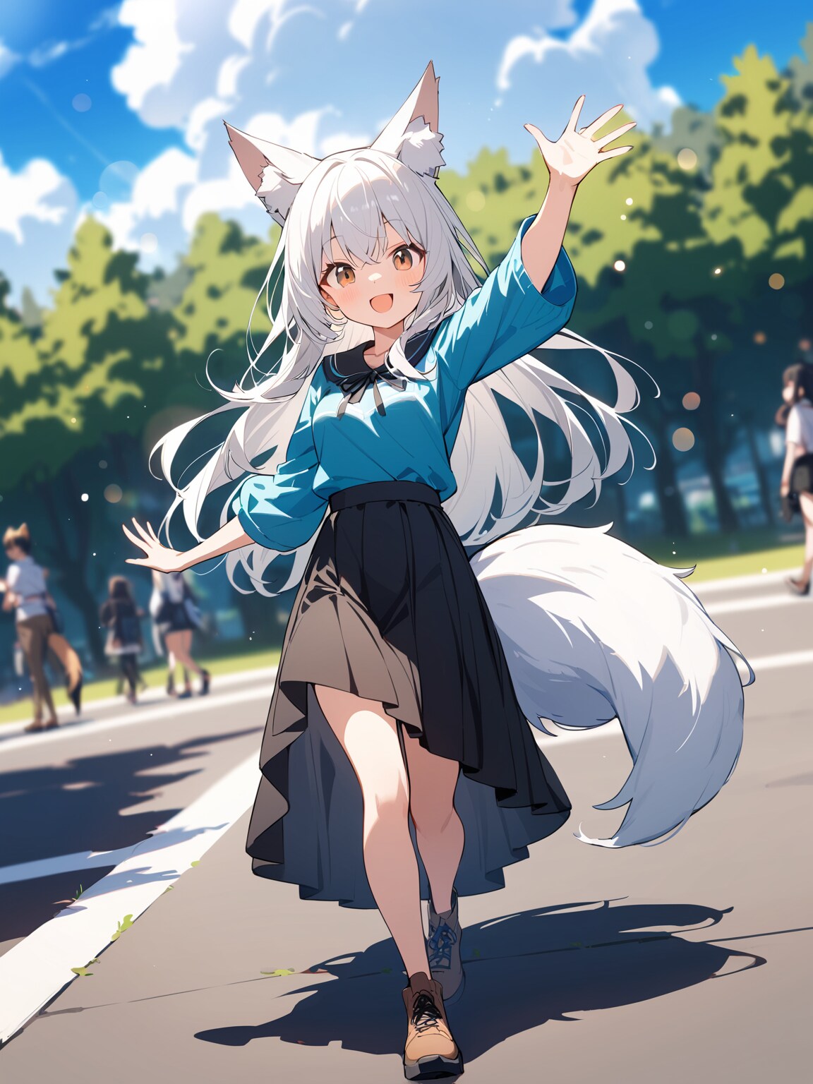 待ち合わせも元気な狐さん | の人気AIイラスト・グラビア