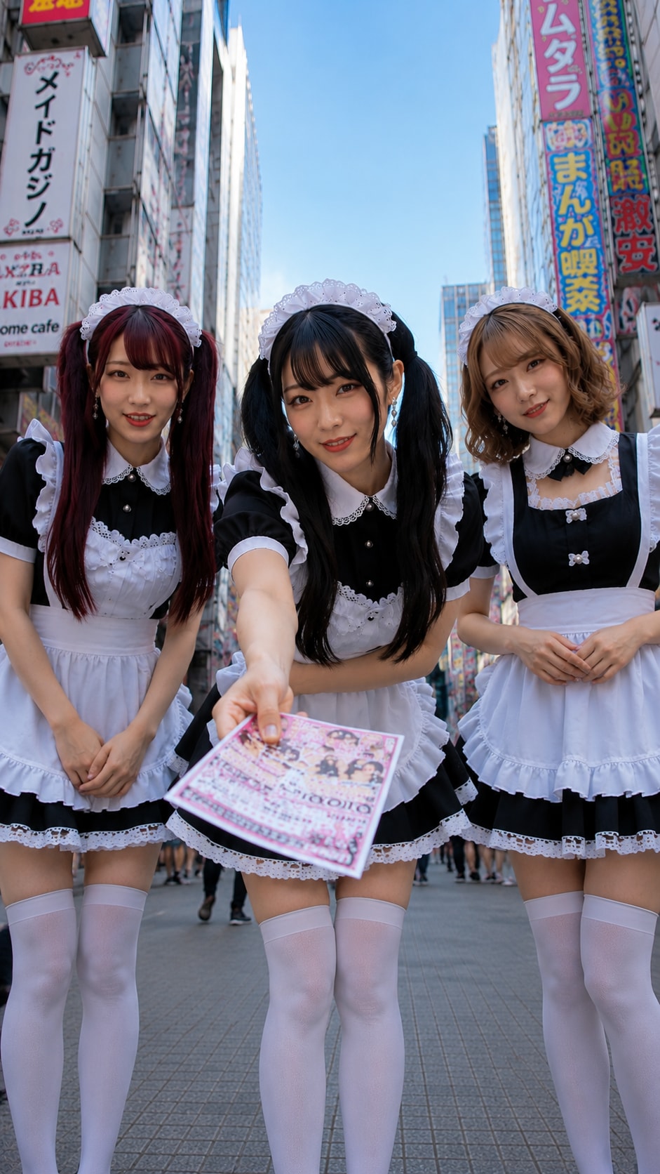 アキバのメイドお姉さんに見下ろされる