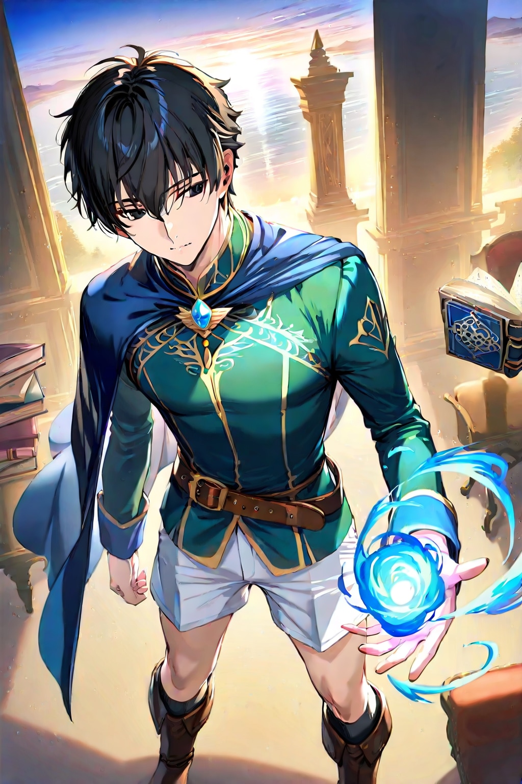 古代遺跡の地下、大きな男性学者1-1-1