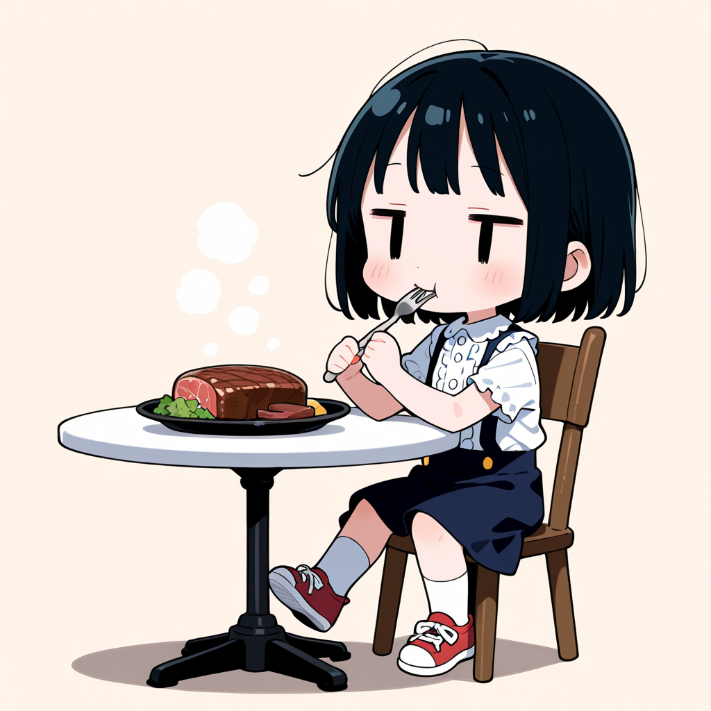 ビーフステーキを食べる