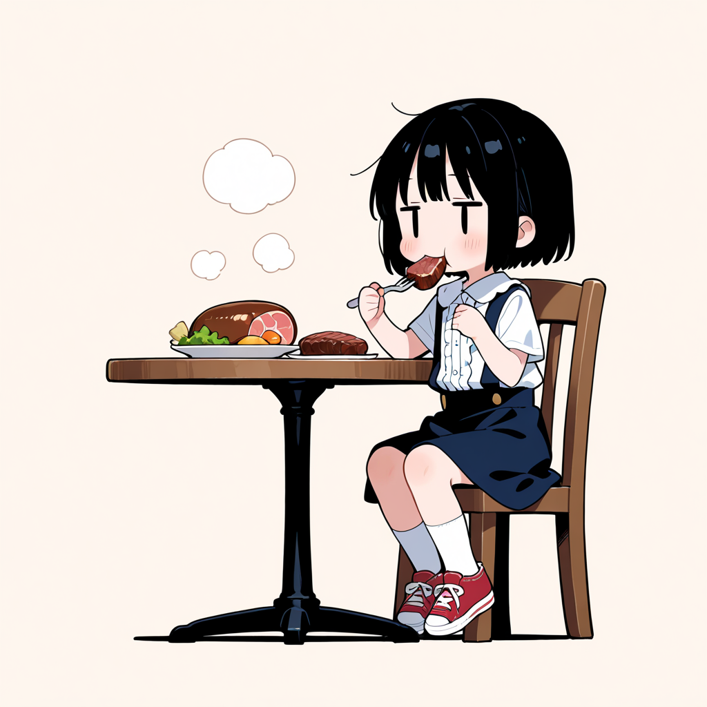 ビーフステーキを食べる