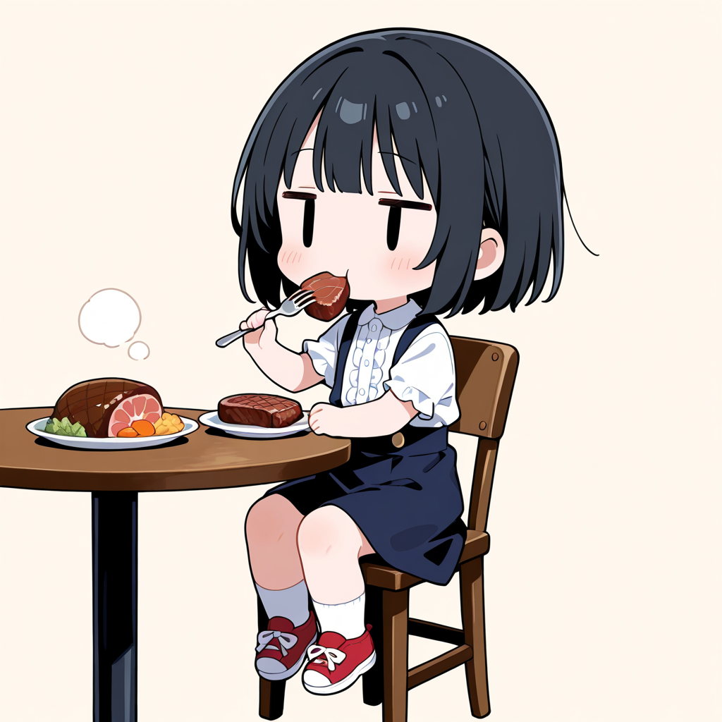 ビーフステーキを食べる