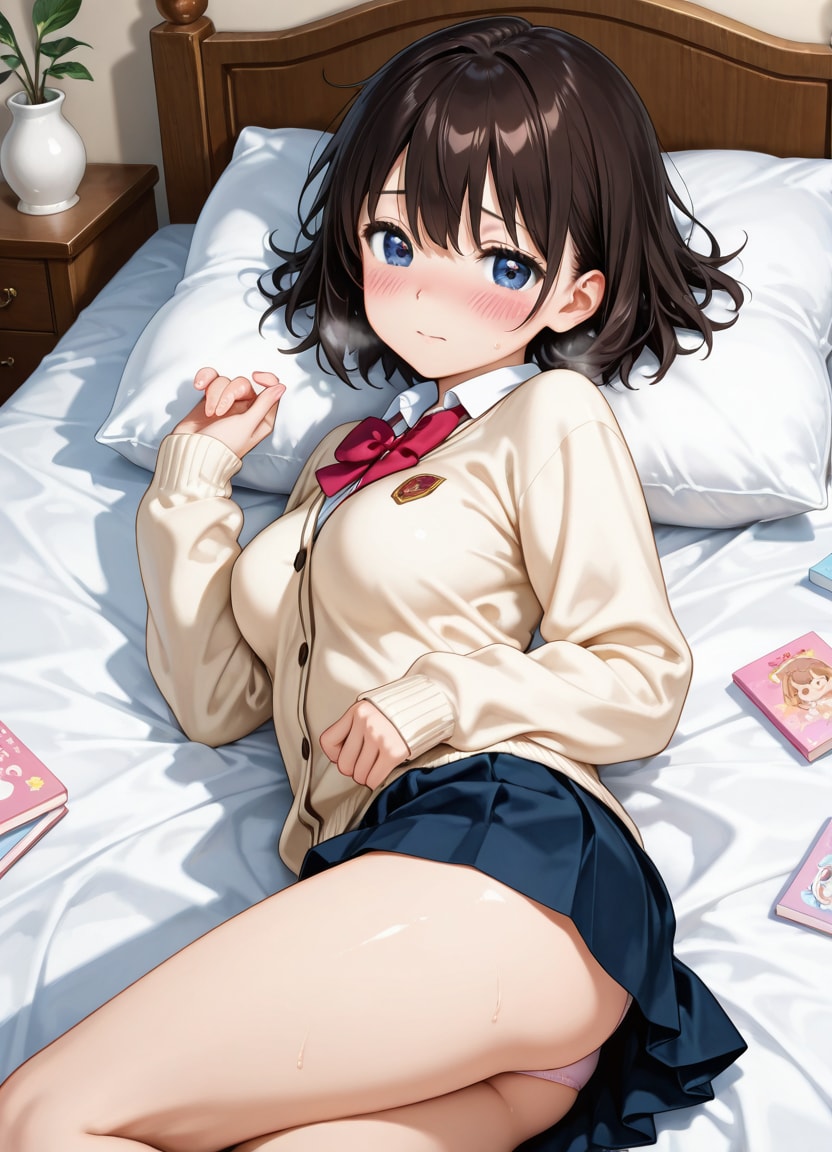ベッドで横になる女の子