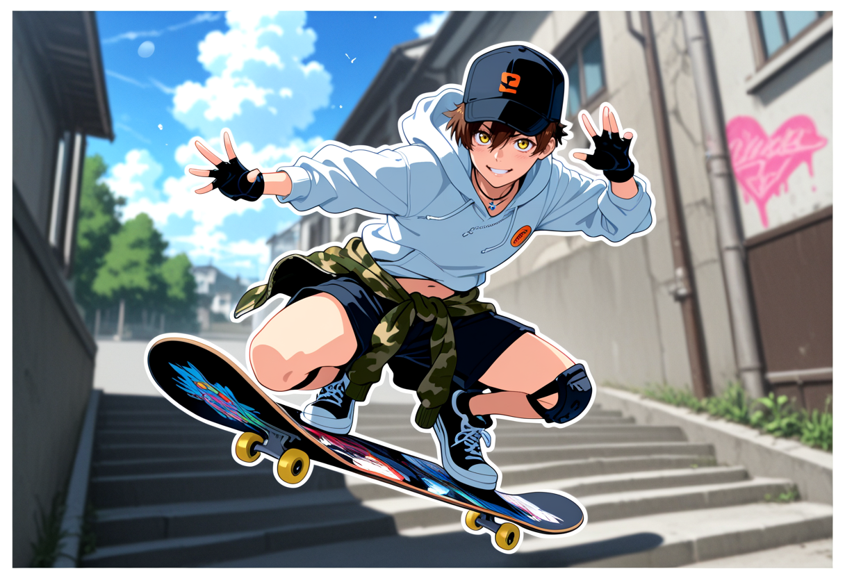 スケボーしょうねん　が　あらわれた