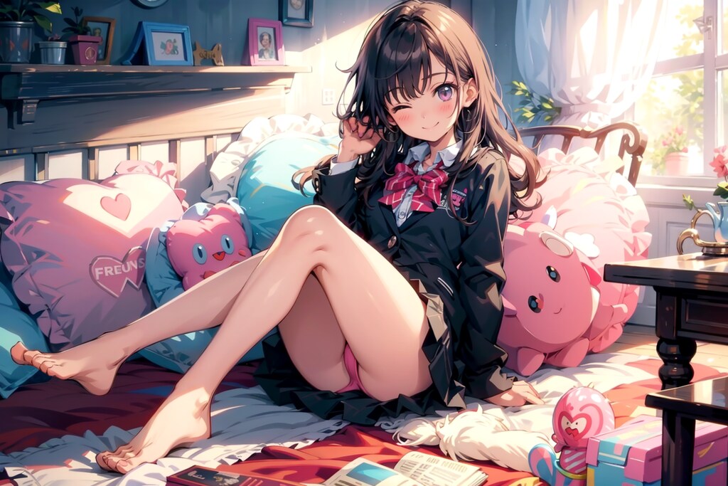 ブレザー（制服）＆ピンクショーツ（フォトショップレタッチ）