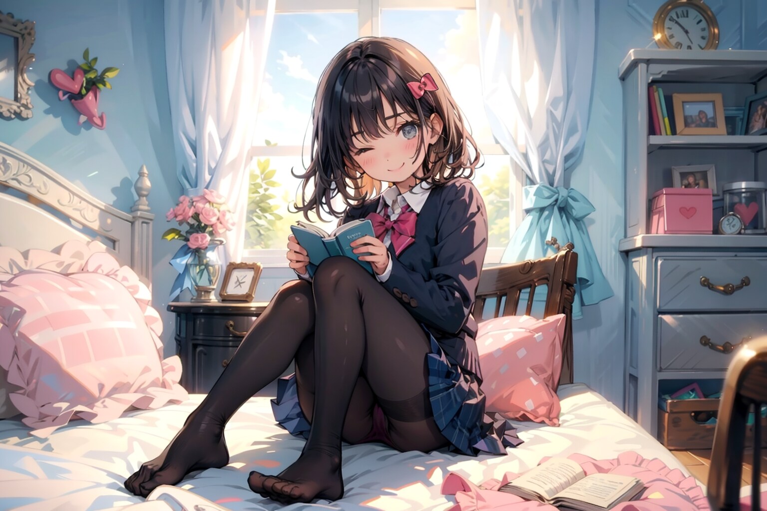 ブレザー（制服）＆ピンクショーツ（フォトショップレタッチ）